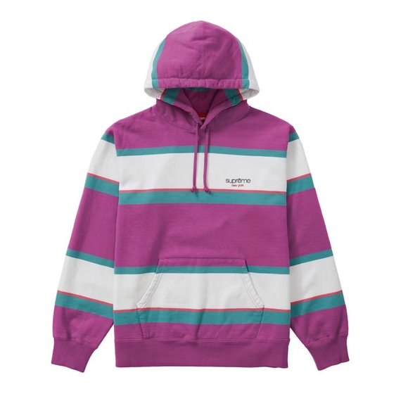 Supreme Stripe Hooded Sweatshirt Dusty Magenta - M